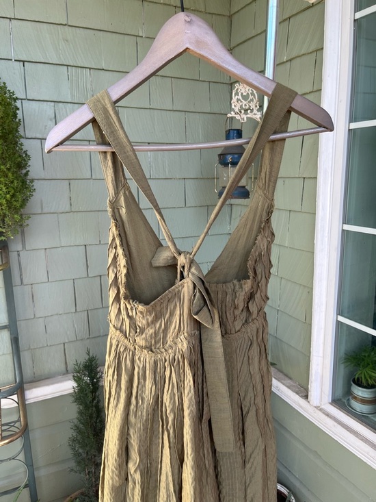 NWOT Free People Frankie Pintuck Cotton Olive Green Maxi Dress - Picture 16 of 16
